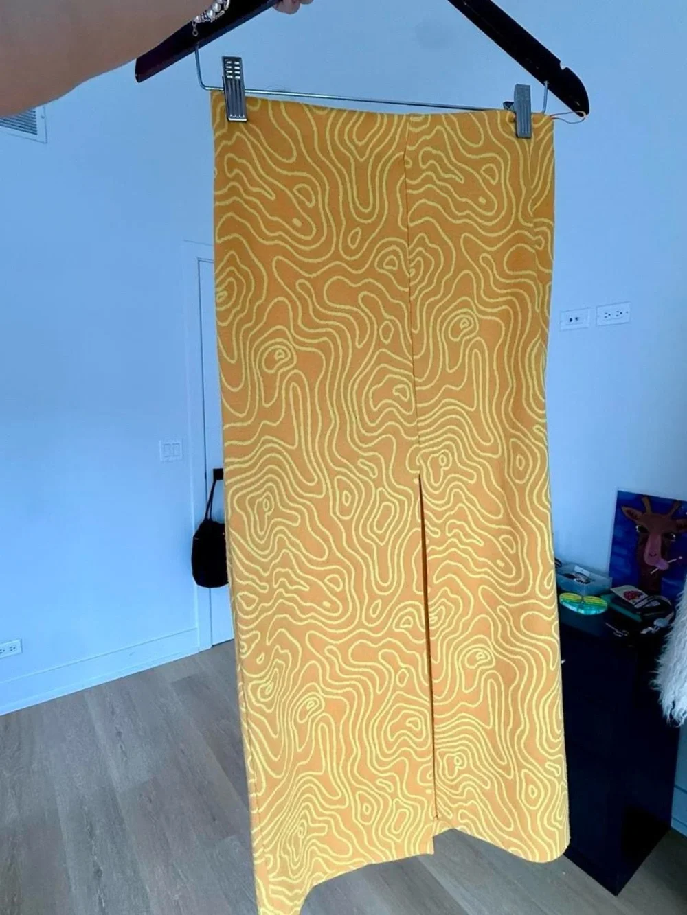 Zara Mustard Yellow Drawcord Midi Skirt